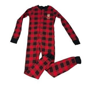 Lazy One Bear Cheeks Kids Plaid Onesie Flapjack size 6